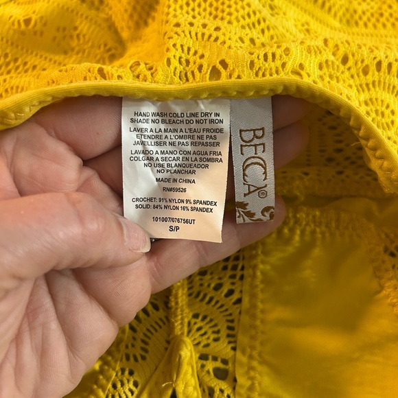 Becca Crochet Deep V-Neck One-Piece Swimsuit S - Picture 7 of 9